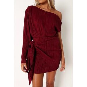 Petal + Pup Micki One Shoulder Midi Dress in Burgundy, size S, BNWT, Love Island